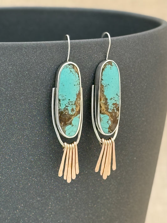 Baja Turquoise + Bronze Fringe Dangles