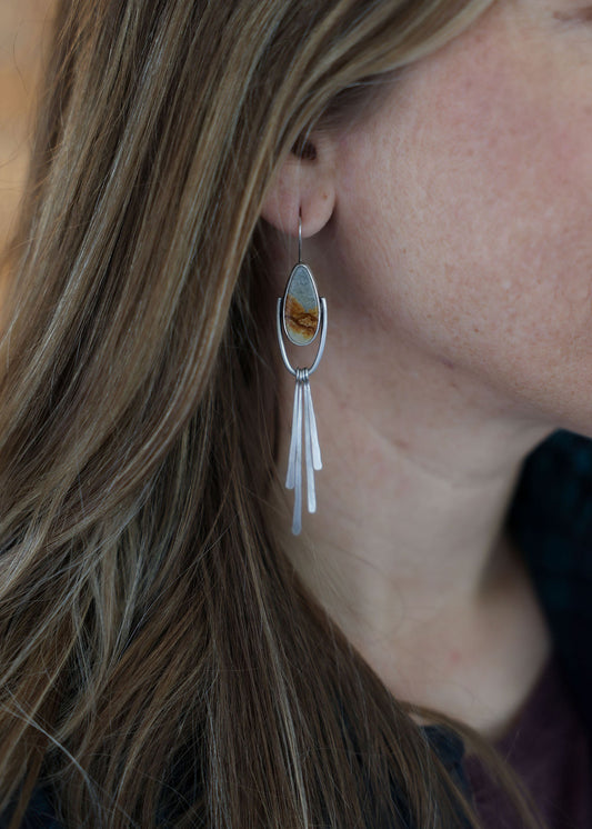 Dangling Fringe Earrings – Chicken Tracks Jasper
