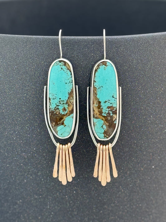Baja Turquoise + Bronze Fringe Dangles