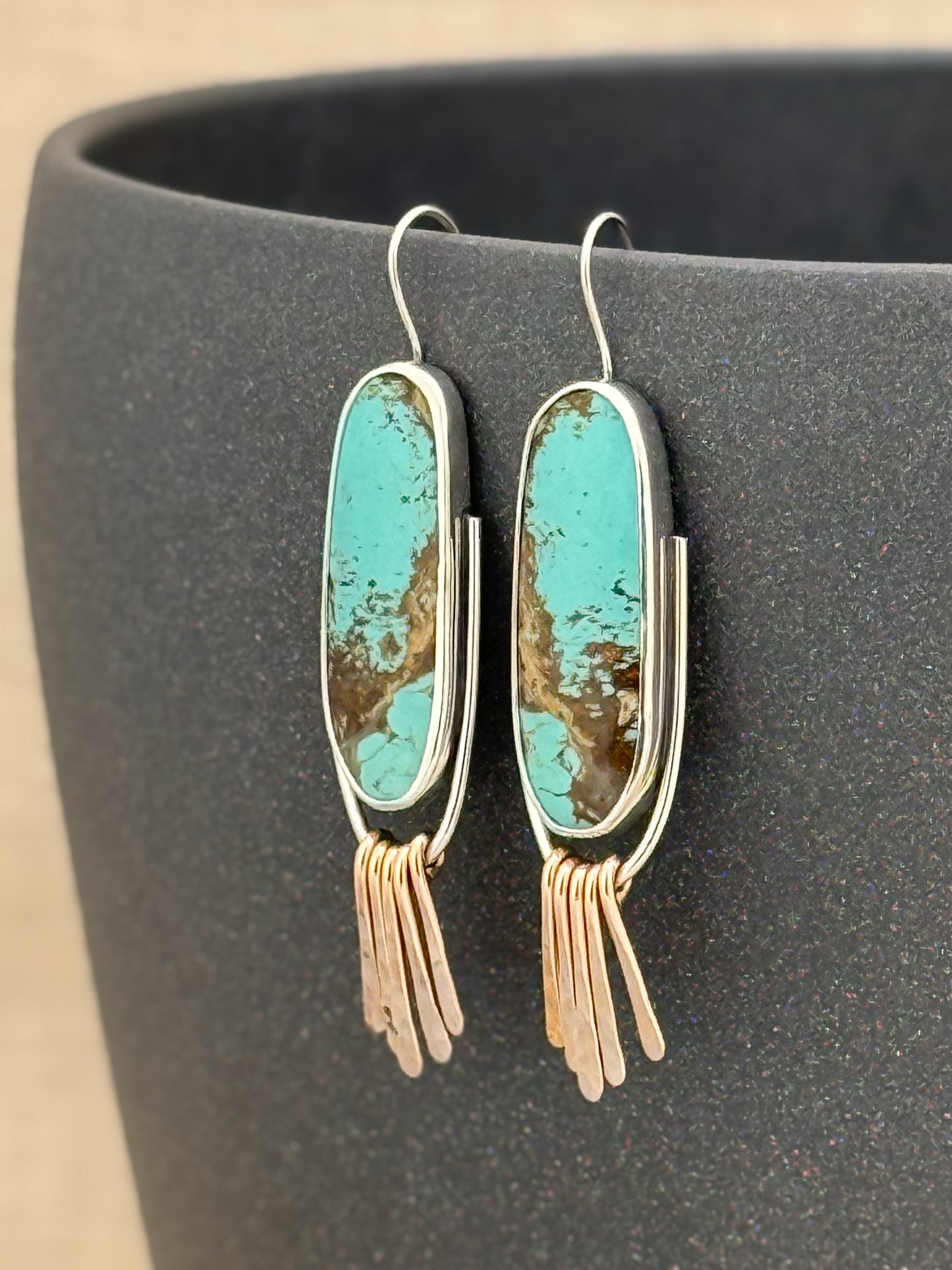 Baja Turquoise + Bronze Fringe Dangles
