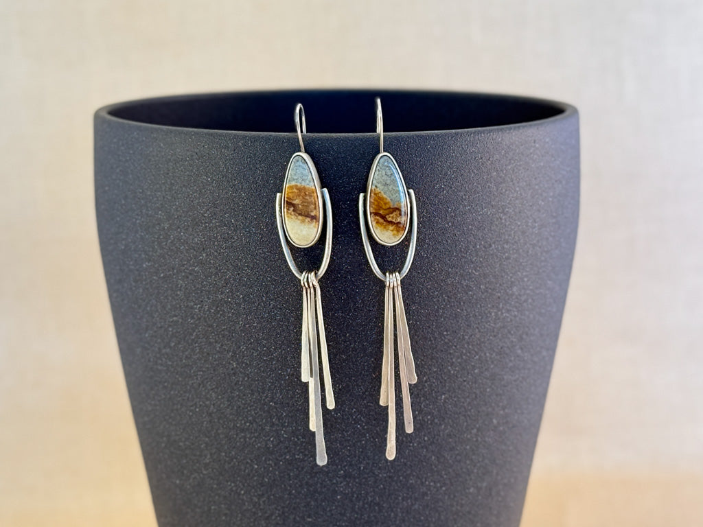 Dangling Fringe Earrings – Chicken Tracks Jasper