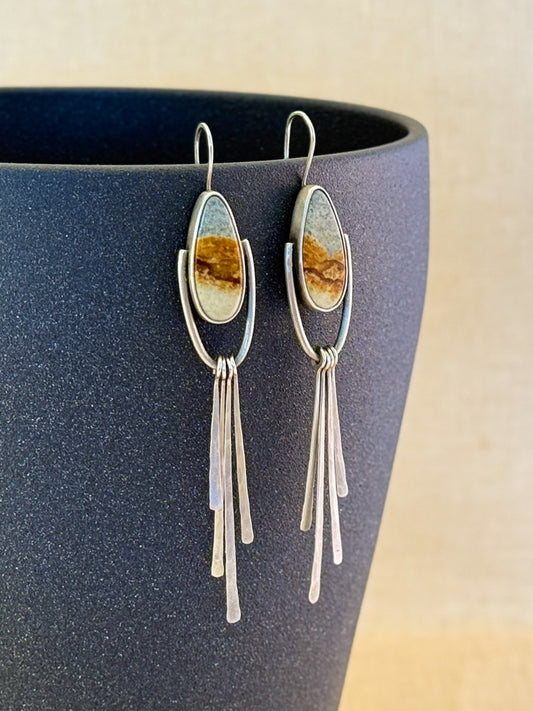 Dangling Fringe Earrings – Chicken Tracks Jasper