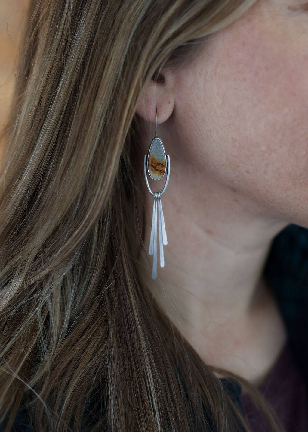 Dangling Fringe Earrings – Chicken Tracks Jasper