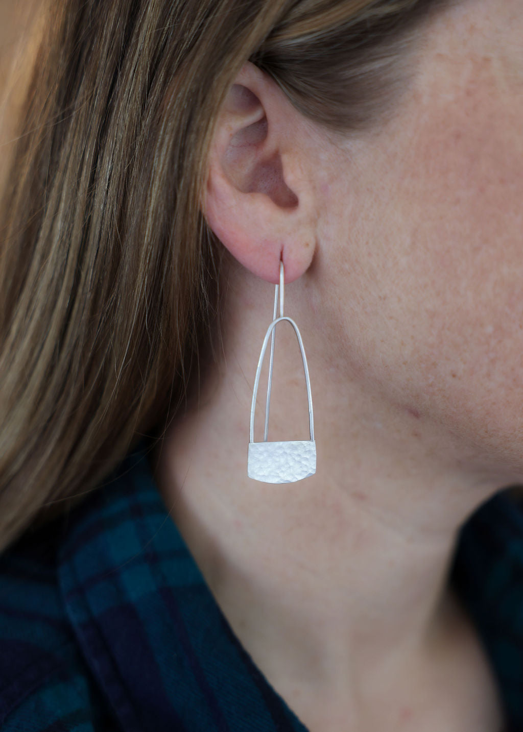 Dangling Hammered Sterling Silver Arches