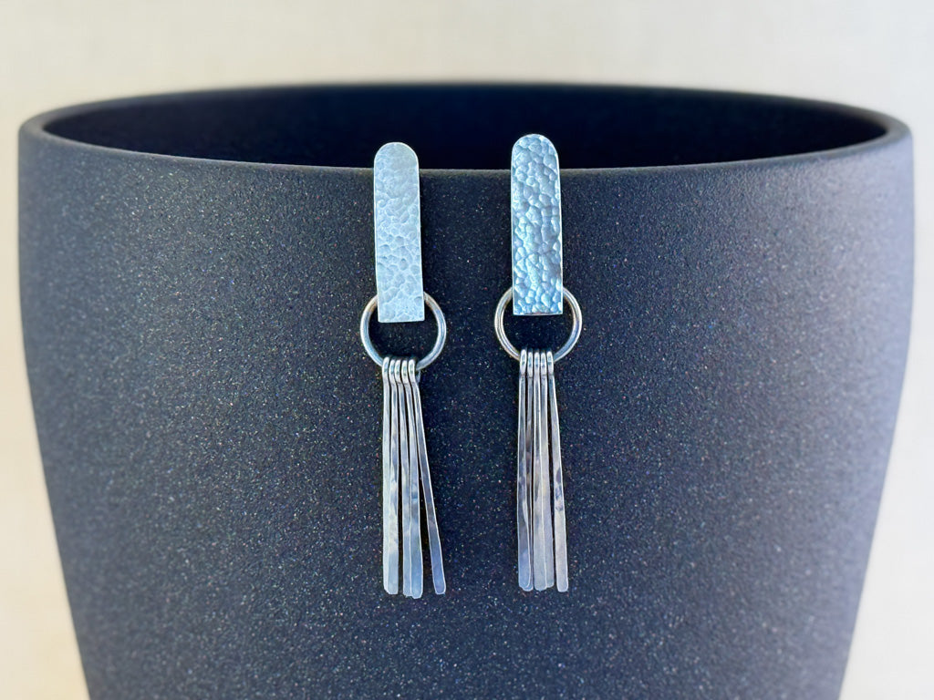 Dangling Hammered Post Earrings #1