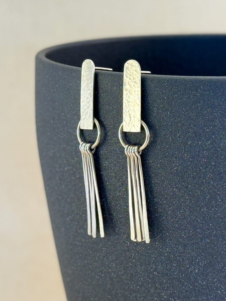 Dangling Hammered Post Earrings #1