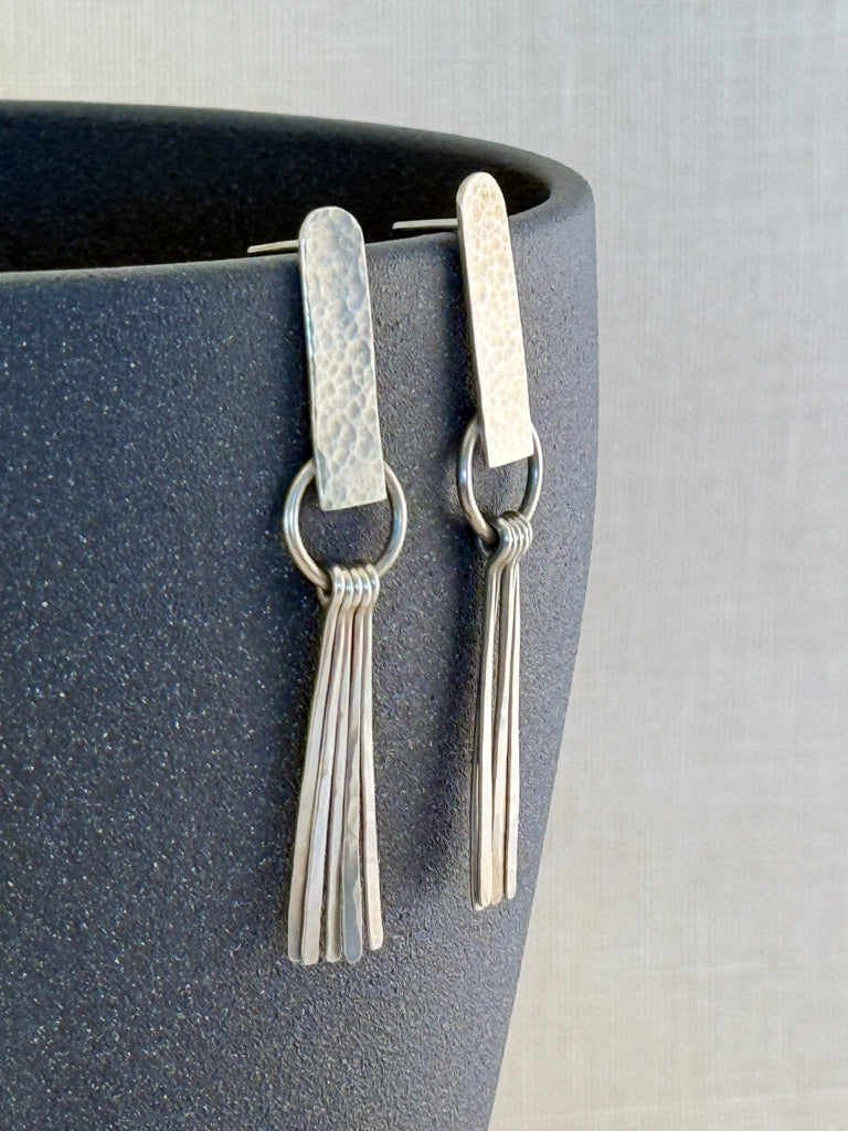 Dangling Hammered Post Earrings #1