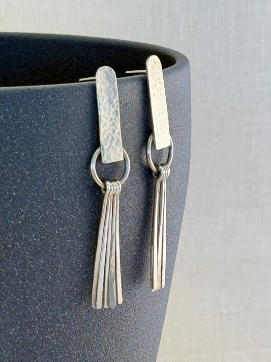 Dangling Hammered Post Earrings #1