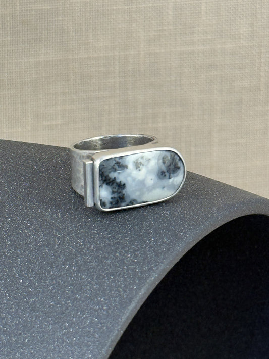 White, Grey, and Black Dendrite Ring