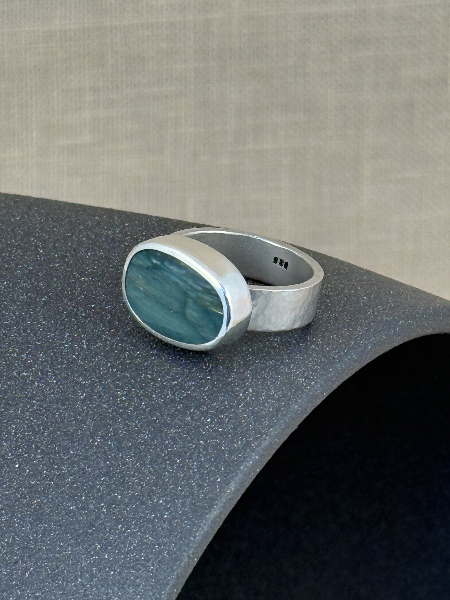 Small Horizontal Gary Green Jasper Ring #1