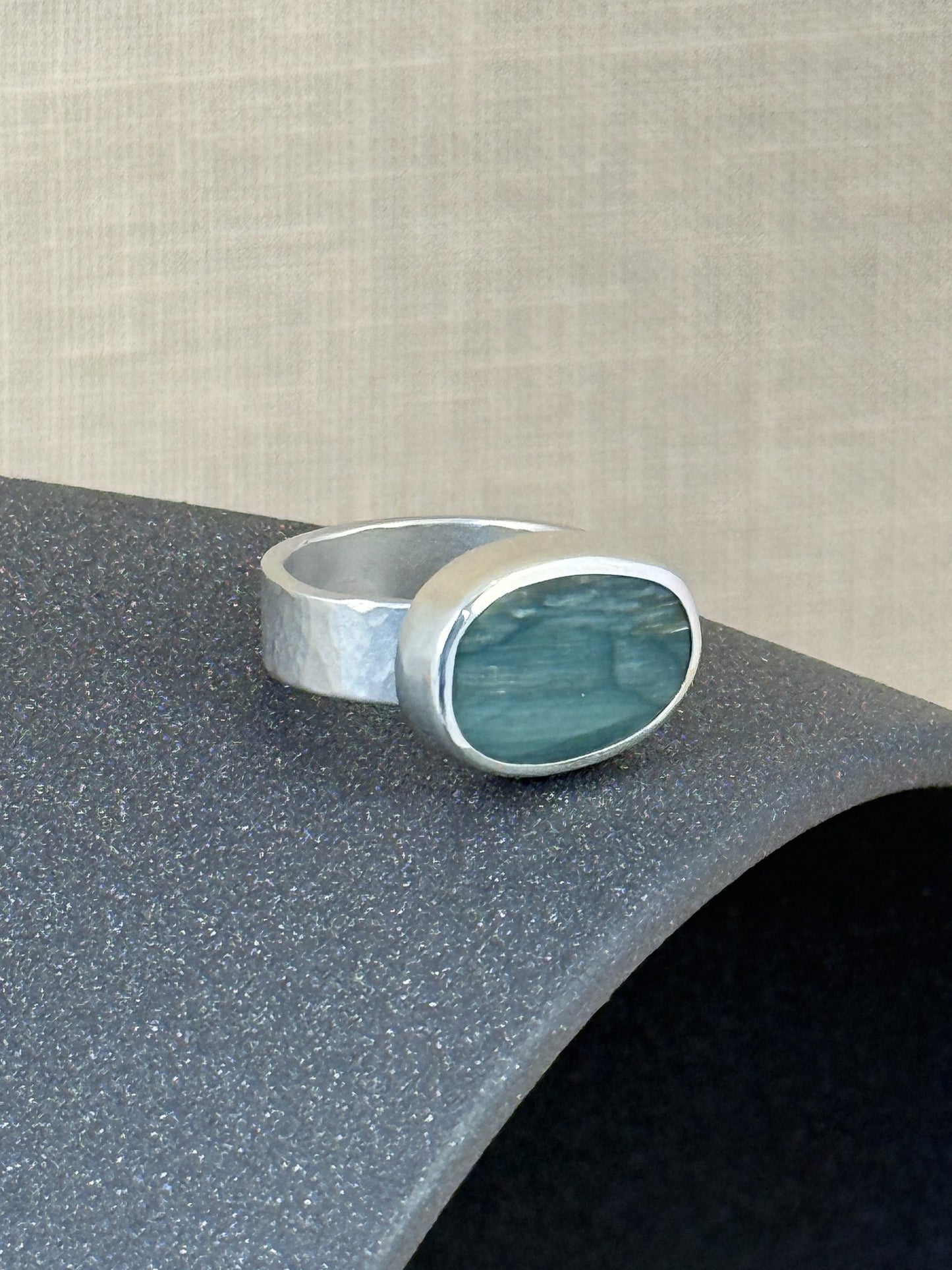 Small Horizontal Gary Green Jasper Ring #1