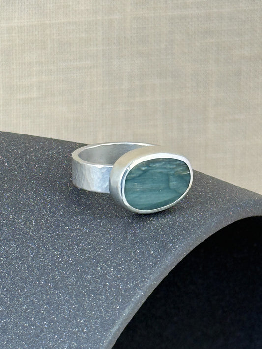 Small Horizontal Gary Green Jasper Ring #1