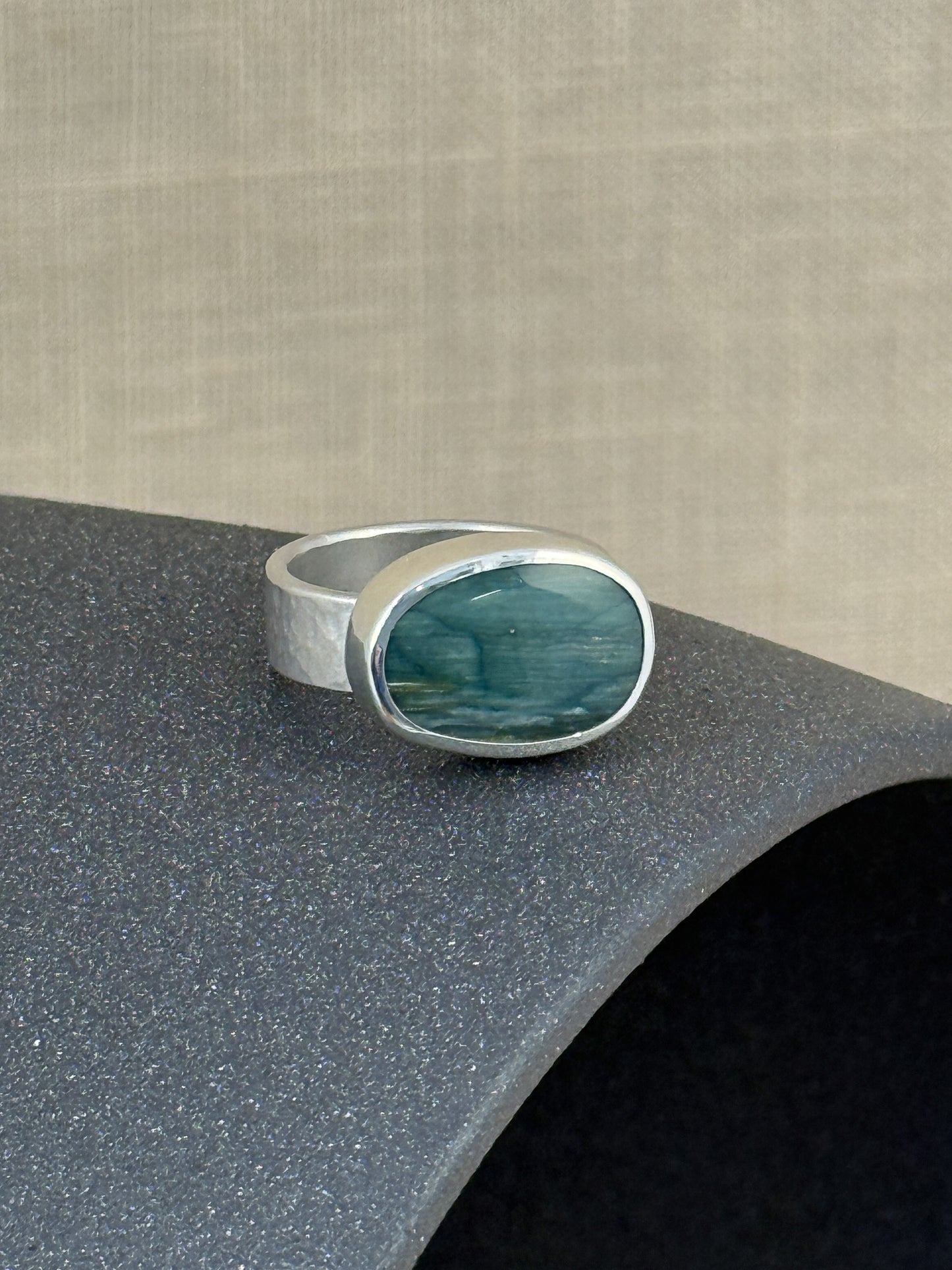 Small Horizontal Gary Green Jasper Ring #1