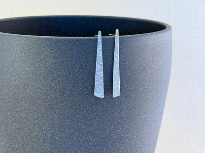 Hammered Sterling Silver Organic Wedge Earrings