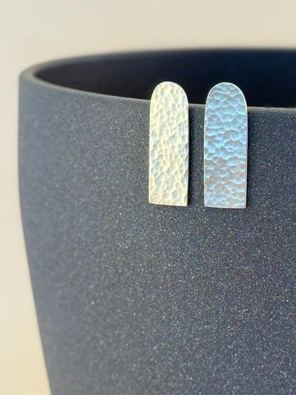 Hammered Sterling Silver Arch Earrings