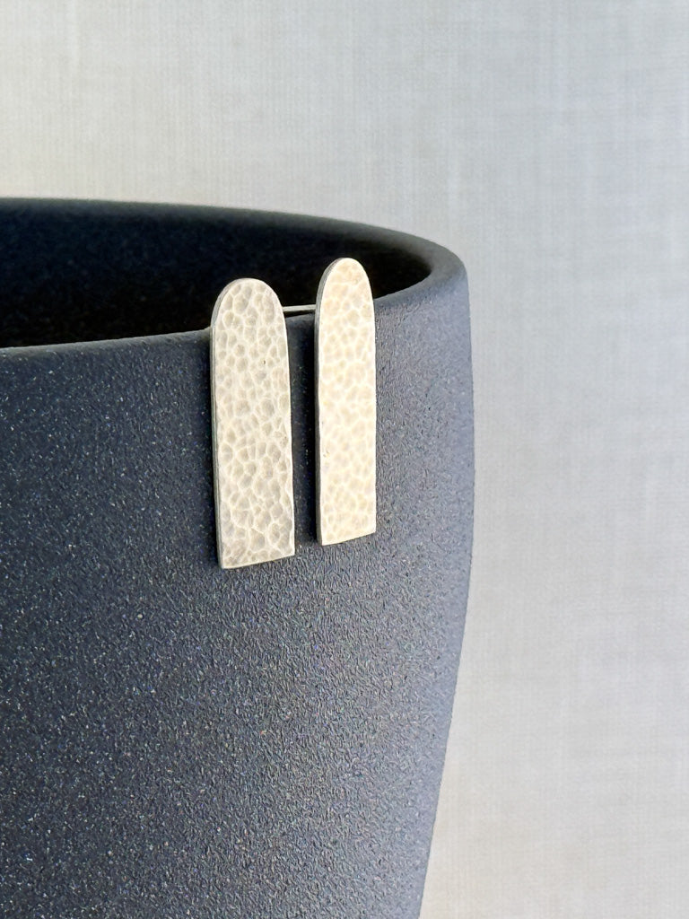 Hammered Sterling Silver Arch Earrings