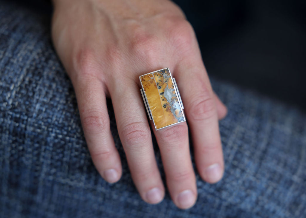 Vertical Bar Ring - Maligano Jasper