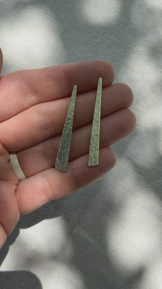 Hammered Sterling Silver Organic Wedge Earrings